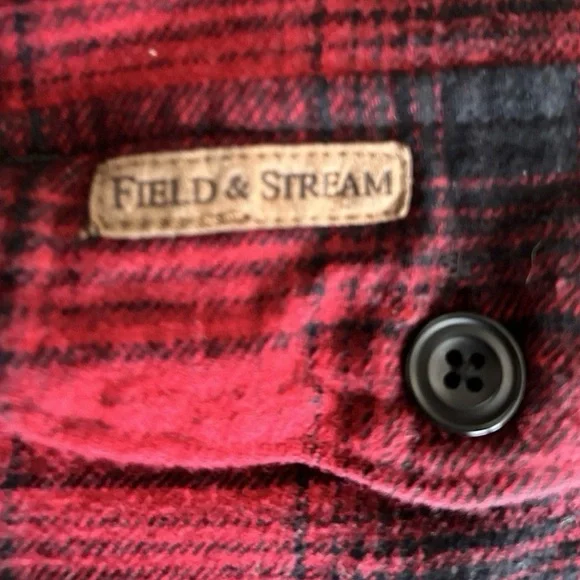 Field & Stream Red Black Plaid Flannel Shirt Men’s XXL Button Up Outdoor - Picture 7 of 9